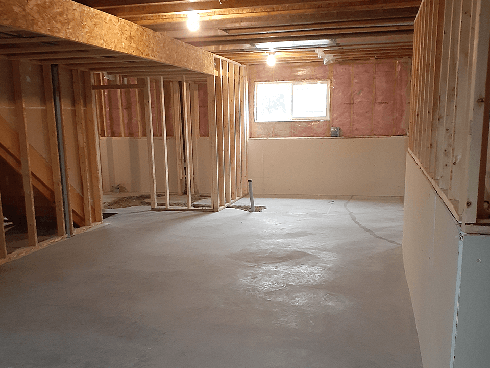 Picture of a Framed Basement Ready to be Renovated