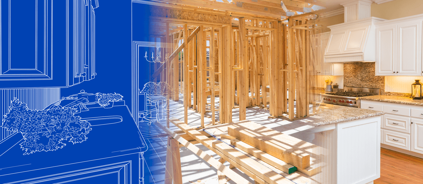 An Image Showing Blueprint to Finished Custom Home Build