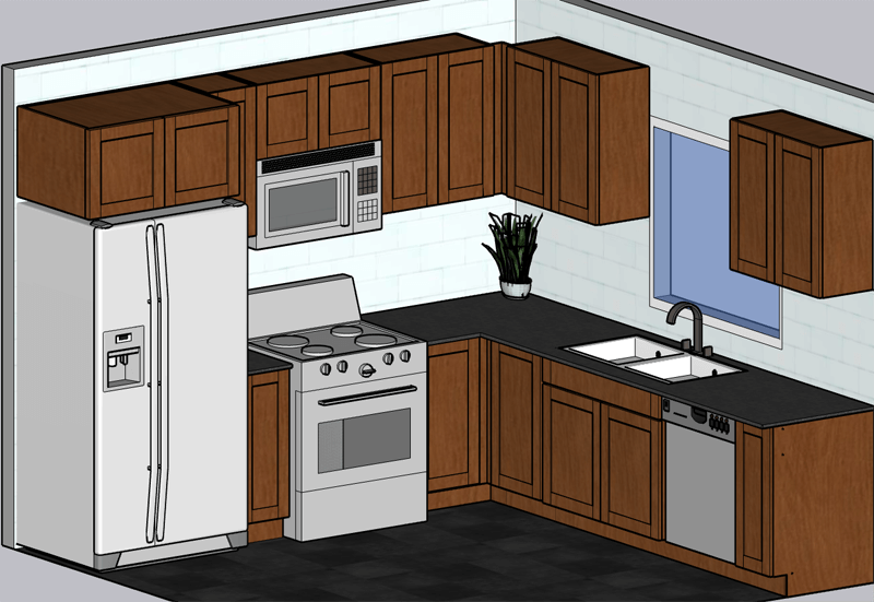 Drawing or Rendering of a Kitchen.
